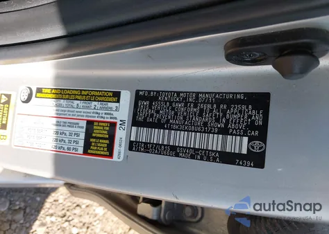 2011 Toyota Camry Se V6 z USA, uszkodzony, nr VIN 4T1BK3EK0BU631739